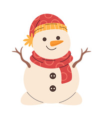 Cute snowman smiling Christmas character