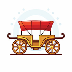 Cartoon Illustration of a Classic Horse-Drawn Carriage