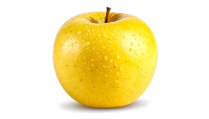 Yellow apple with water droplets