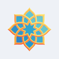 Intricate Geometric Floral Design with Golden Outlines