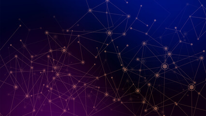 Abstract Futuristic Geometric Molecule on Dark Background, Vector Illustration
