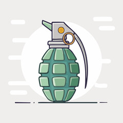 Cartoon Illustration of a Green Hand Grenade