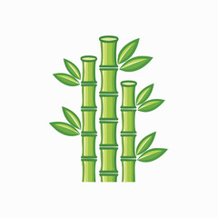 Vibrant Green Bamboo Stalks with Lush Green Leaves