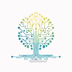 Colorful Circuit Board Tree Symbolizing Technology and Growth