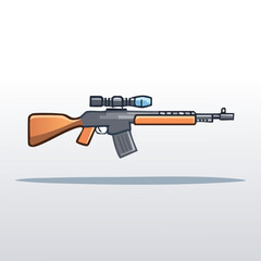 Cartoon Illustration of a Rifle with Scope