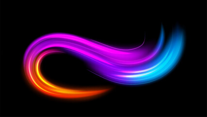 Abstract Colorful Gradient Wave on Dark Background with Lighting Effect, Vector Illustration