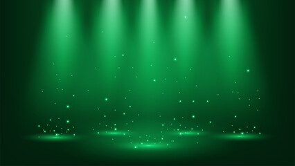 Emerald Spotlights Shining with Sparks, Vector Illustration