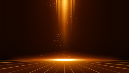 Abstract Scene Elegant Fire Light Lines on Dark Background with Lighting Effect and Sparks, Vector Illustration