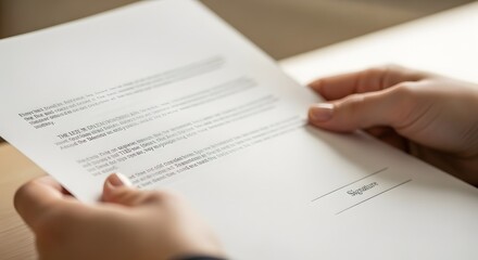Obraz premium A person holding a legal document with a signature line.