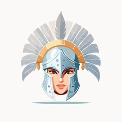 Warrior Woman with Silver Helmet and Feathery Headdress