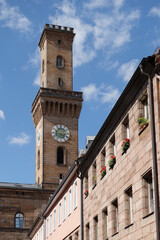 Town Hall Tower, The Landmark of The City, In Fürth, Germany. 
