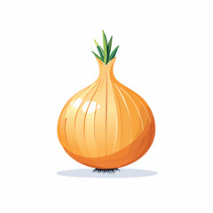 Fresh, Golden Onion with Green Stalks, Isolated