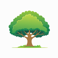 Cartoon Illustration of a Lush Green Tree