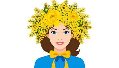 Woman with yellow flower wreath