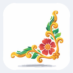Ornate Floral Corner Design with Golden Swirls