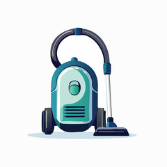 Modern Teal and Blue Upright Vacuum Cleaner Illustration