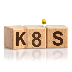 Wooden blocks with letters and flower