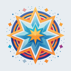 Colorful Geometric Starburst Design with Decorative Elements