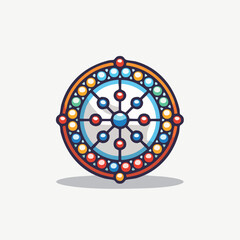 Colorful Dharma Wheel Symbol with Detailed Design