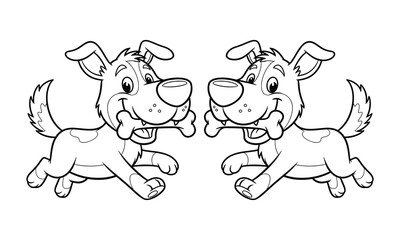 Two Cartoon Dogs with Bones vector