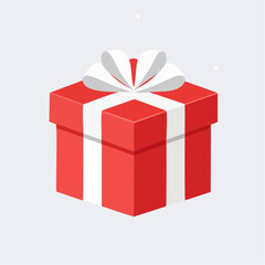 Obraz premium Red gift box vector illustration with ribbon and bow on white background