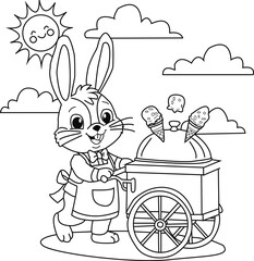 Cute Rabbit Coloring Page for Kids and Adults | Printable Bunny Line Art