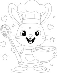 Cute Rabbit Coloring Page for Kids and Adults | Printable Bunny Line Art