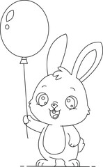 Cute Rabbit Coloring Page for Kids and Adults | Printable Bunny Line Art