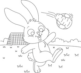 Cute Rabbit Coloring Page for Kids and Adults | Printable Bunny Line Art