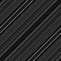 Obraz premium Diagonal thin white lines abstract on black background. Seamless surface pattern design with linear ornament. Angled straight stripes motif. Slanted pinstripe. Striped digital paper for print. Vector.