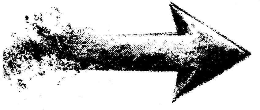 Black and white gritty halftone arrow illustration for graphic design and media
