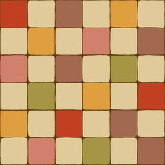 Vector seamless pattern with red and green checkered tiles. Hand painted illustration for design, print, fabric or background.