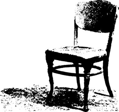 Minimal chair in black and white halftone with xerography effect for design