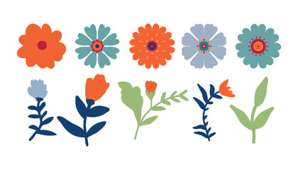 Colorful set of flowers. Vector origami flowers on white background. style for fabric, banners, wallpaper, posters, websites, online shopping.Vector illustration design and creative idea.