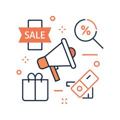 Sale and Discount Icon Set Monoline Line Style