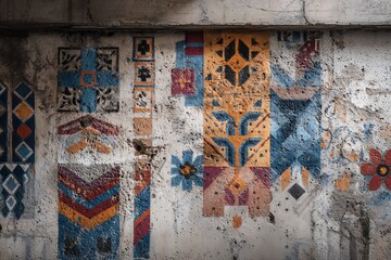 Naklejka premium Colorful abstract mural on urban concrete wall