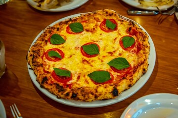 traditional artisanal Neapolitan pizza margherita, vera Neapolitan pizza