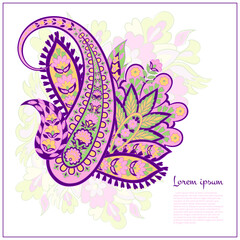 Paisley Floral oriental ethnic Pattern. Vector Damask Ornament