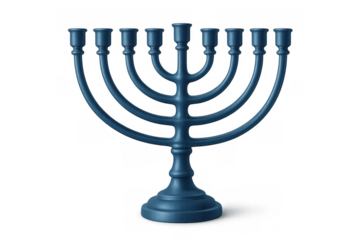 Blue hanukkiah symbolizing hanukkah celebration and jewish holiday tradition, isolated on transparent background