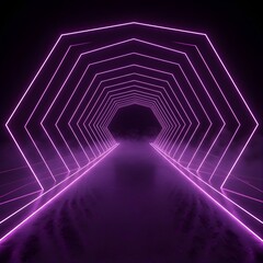 Purple Neon Tunnel with Mist and Sci-Fi Vibes
