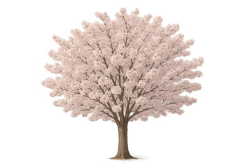 Sakura cherry blossom tree blooming with pink flowers, representing spring, nature, and growth with transparency
