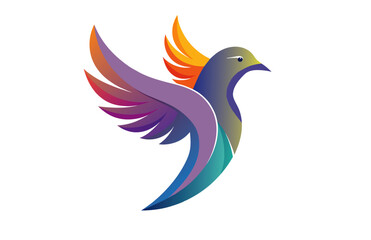 Vibrant 12-Shade Multicolor Bird Icon – Modern Vector Logo Design for Branding and Corporate Use