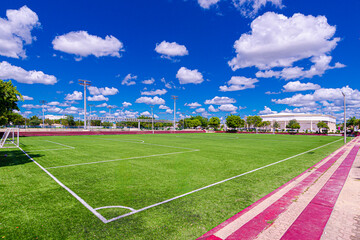 Professional Soccer Field in Playa del Carmen, Mexico on a Sunny Day © mardoz