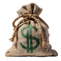 Bag with money isolated on transparent background 