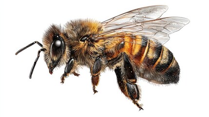 honey bee flying with transparent background perfect for easy integration