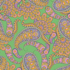 Vector textile print. Seamless Design for covers, fabrics, textiles, wrapping paper. Vector pattern Paisley Indian motifs and decorative floral elements