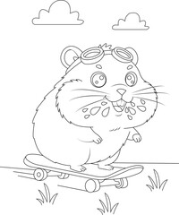Cute Hamster Coloring Page for Kids and Adults | Printable Pet Line Art