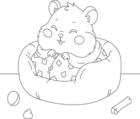 Cute Hamster Coloring Page for Kids and Adults | Printable Pet Line Art