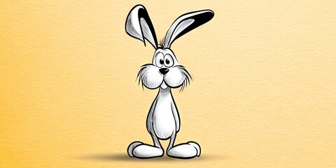 comical line drawing of bunny rabbit