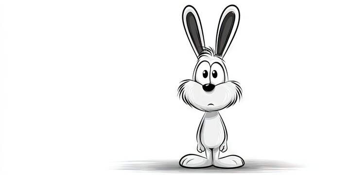 comical line drawing of bunny rabbit